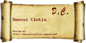 Dencsi Cintia névjegykártya